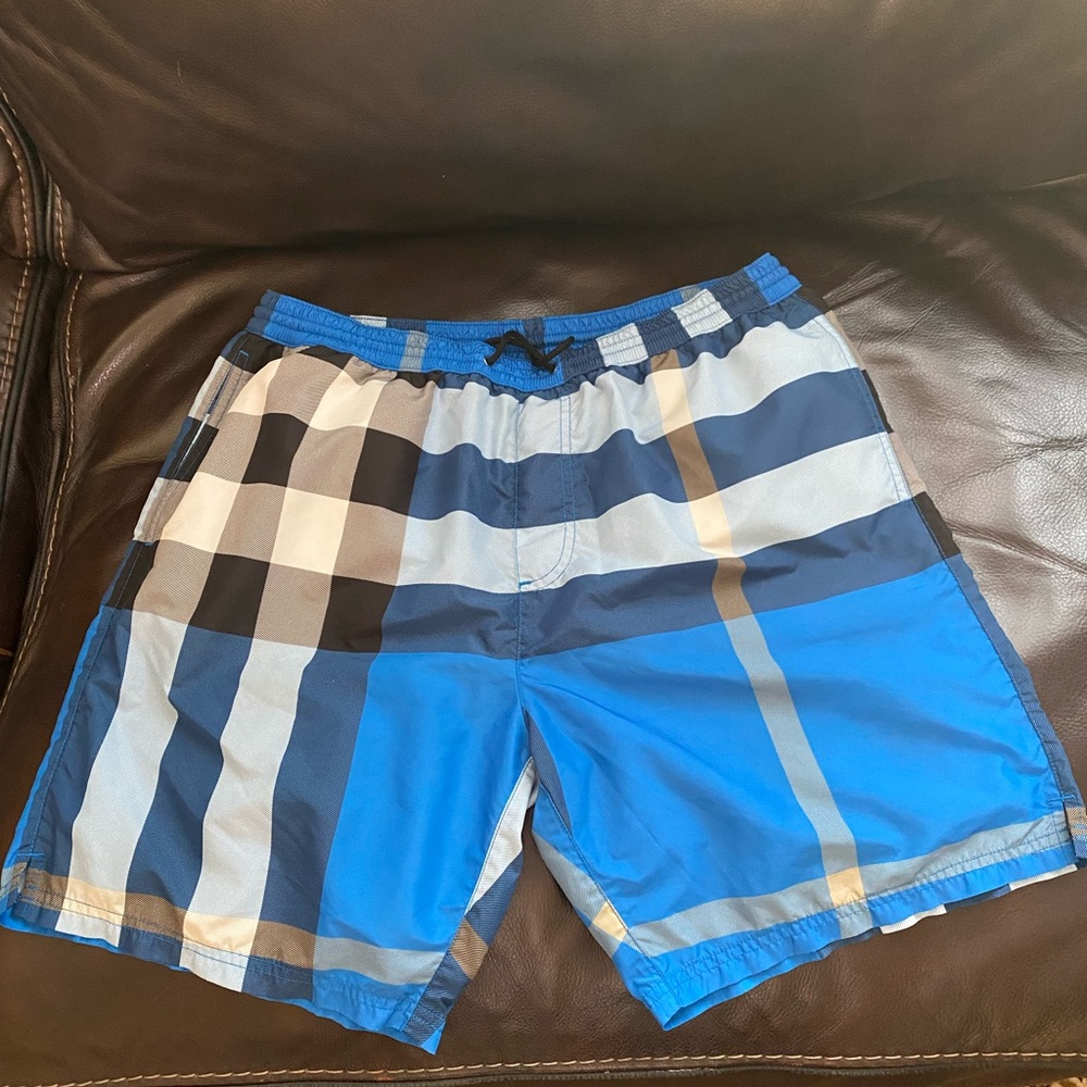 Burberry Blue and Black Checkered Men's Shorts